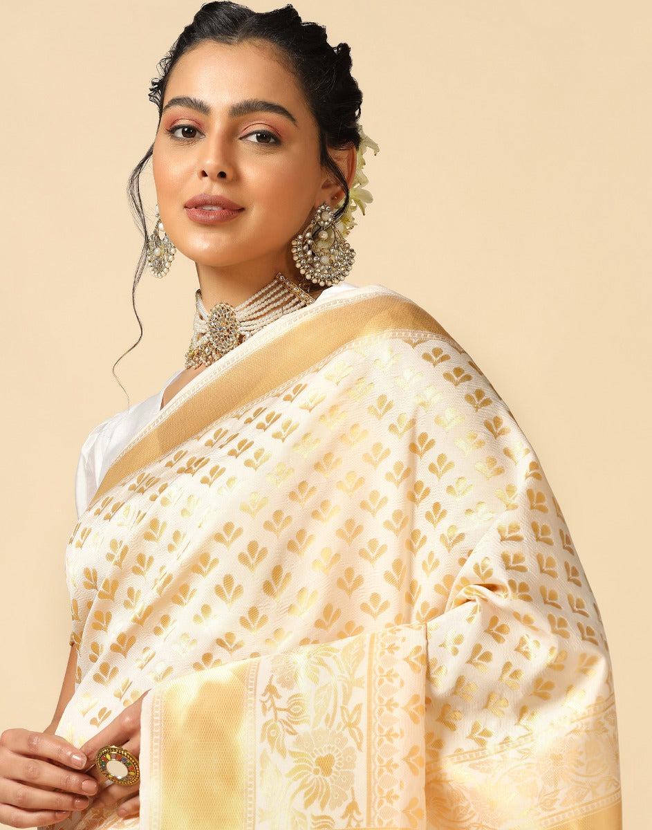 Off White Silk Saree | Sudathi