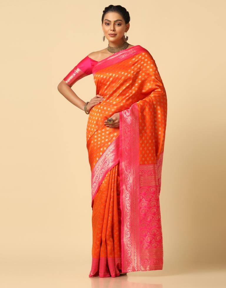 Orange Silk Weaving Saree
