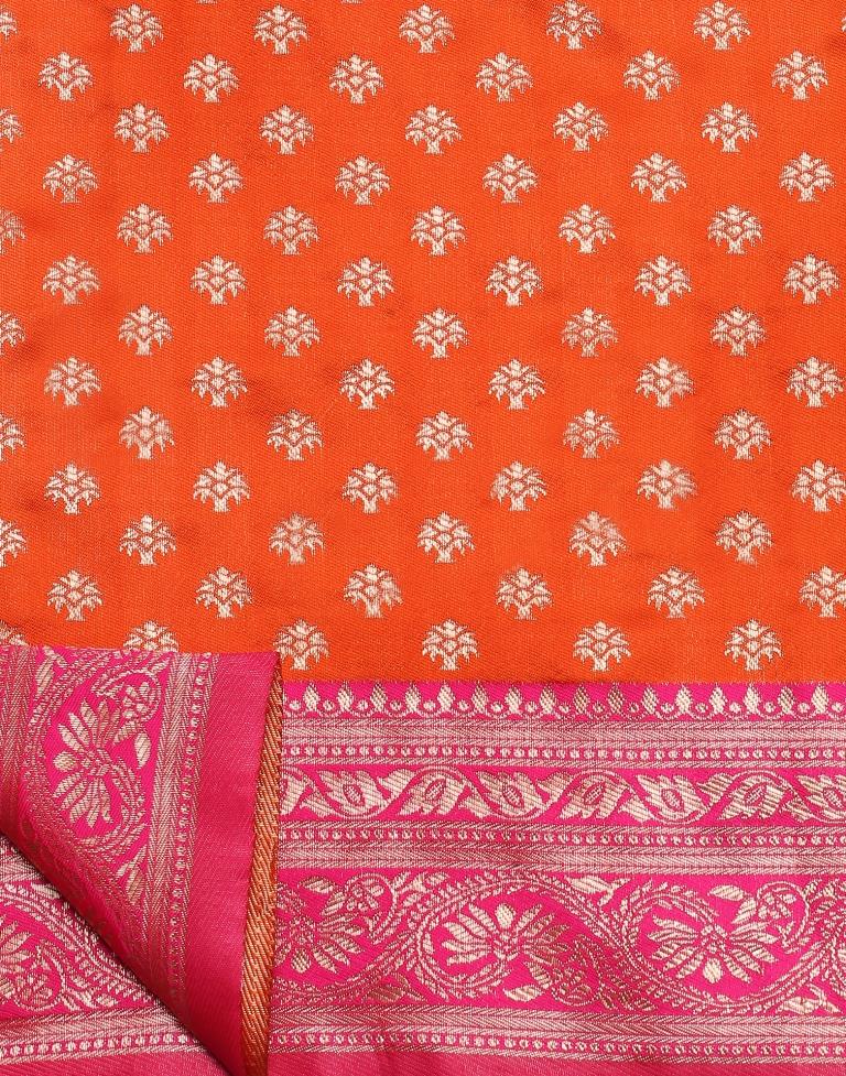 Orange Silk Weaving Saree
