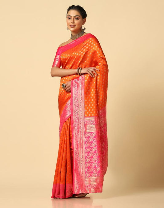 Orange Silk Weaving Saree