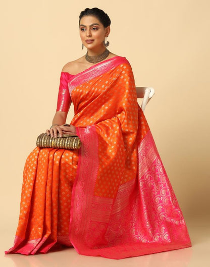 Orange Silk Weaving Saree