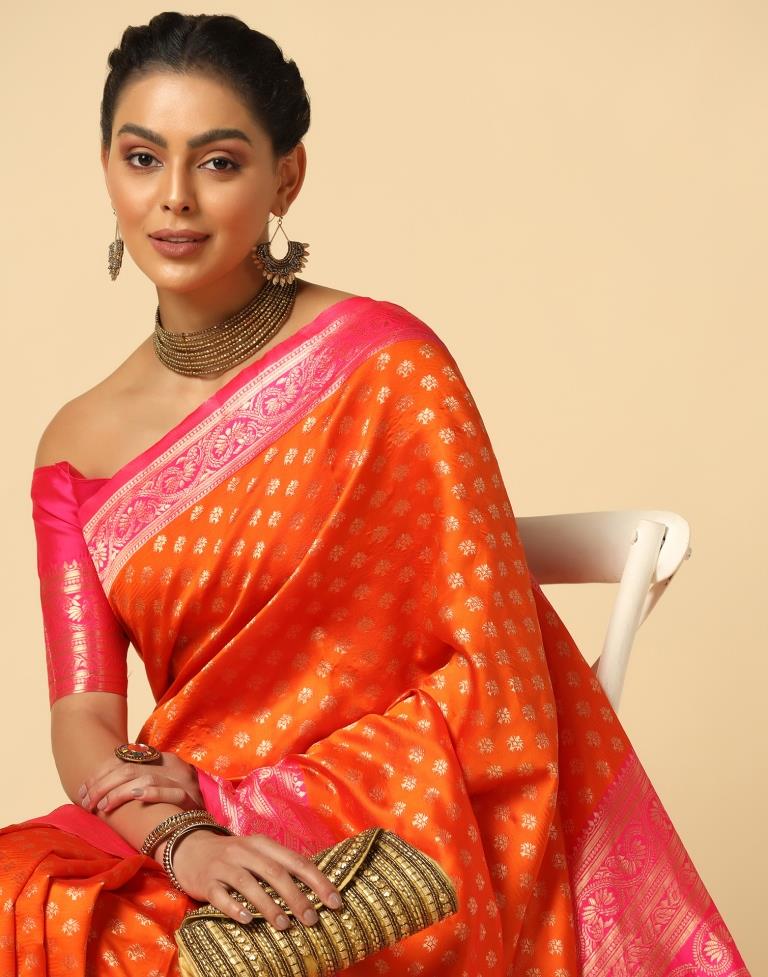 Orange Silk Weaving Saree