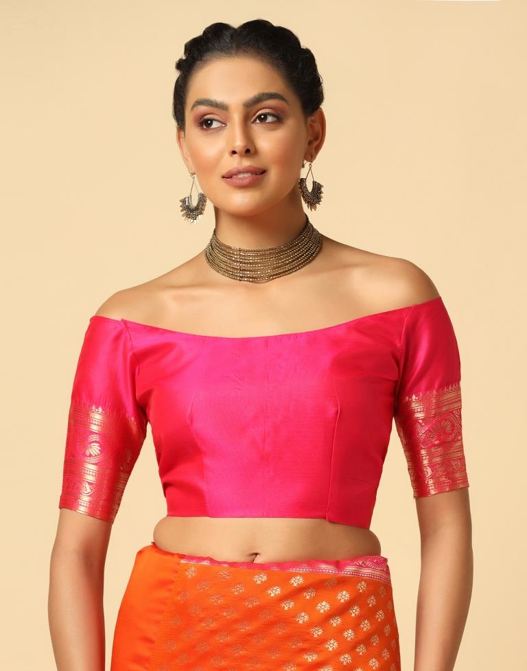 Orange Silk Weaving Saree