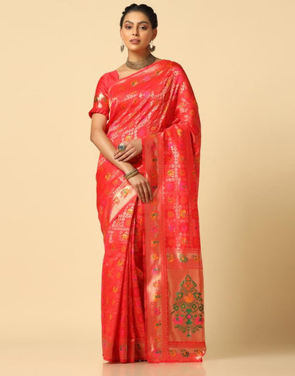 Red Silk Weaving Saree