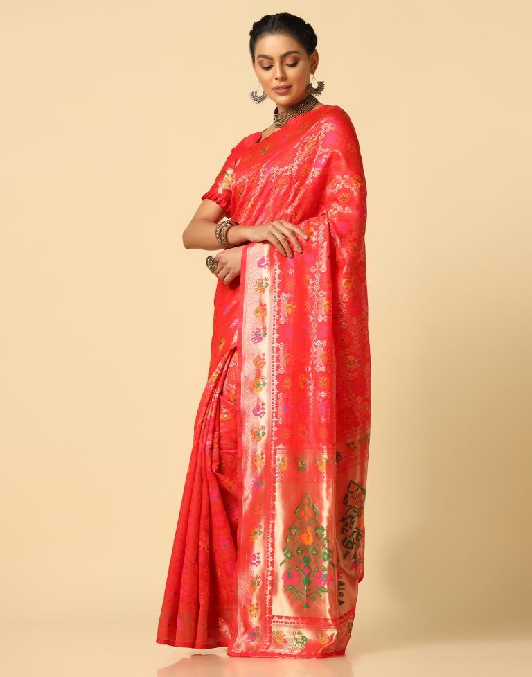Red Silk Weaving Saree