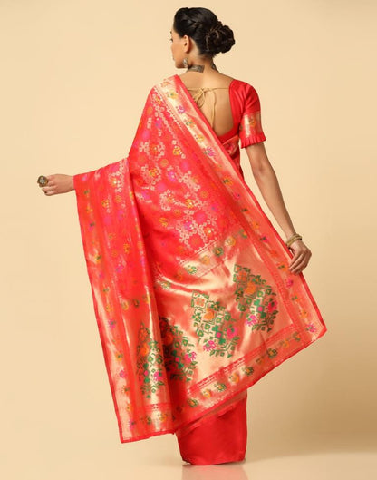 Red Silk Weaving Saree