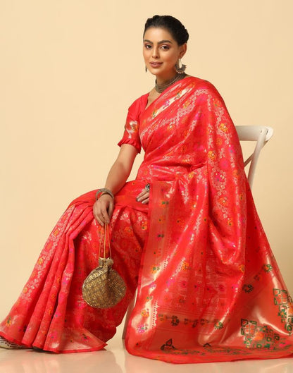 Red Silk Weaving Saree