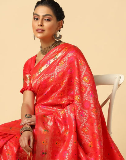 Red Silk Weaving Saree