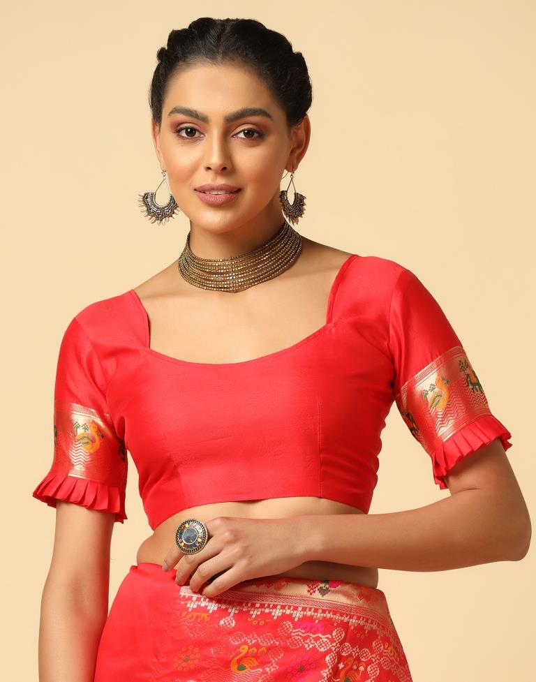 Red Silk Weaving Saree