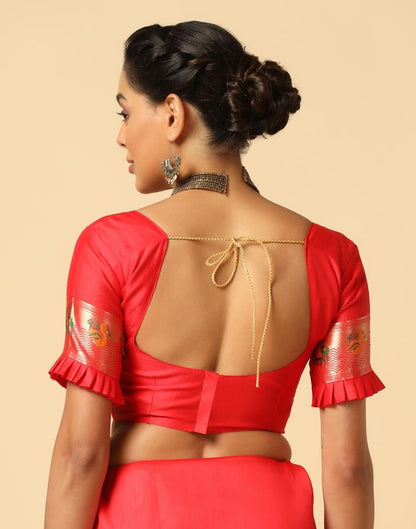 Red Silk Weaving Saree