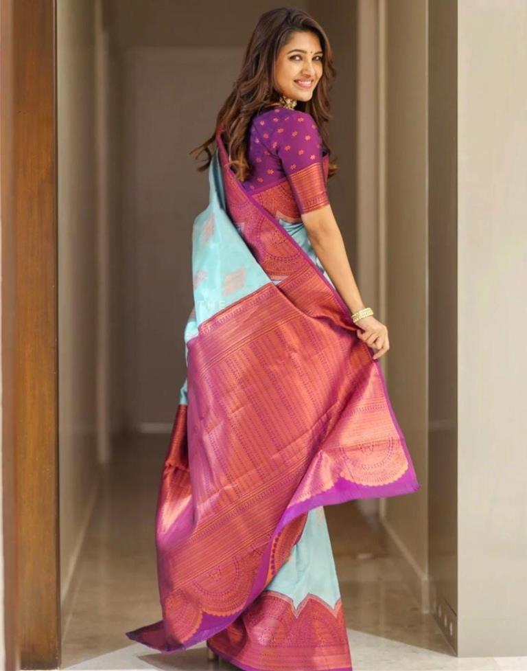 Sea Blue Silk Saree | Sudathi