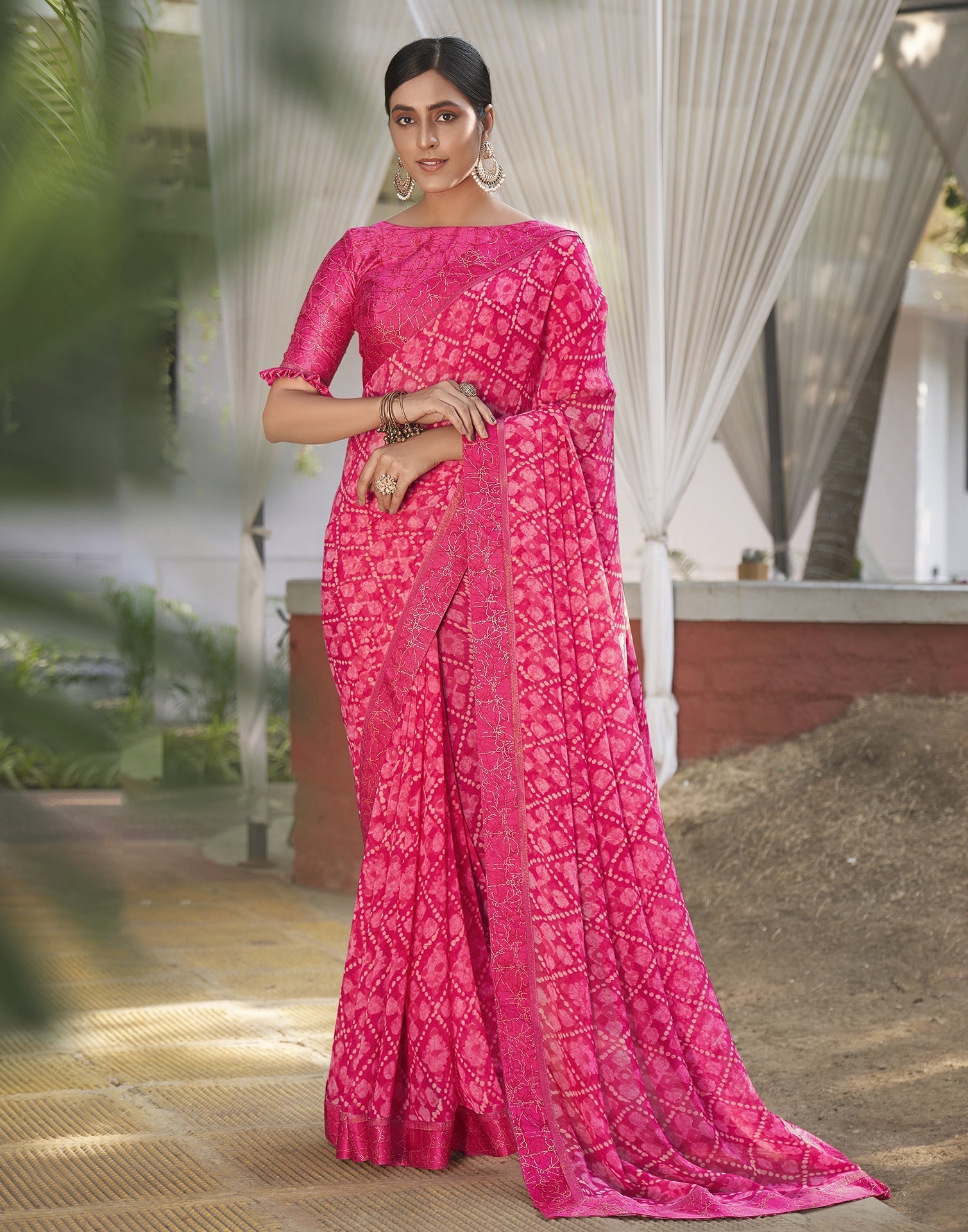 Rose Pink Georgette Saree | Leemboodi