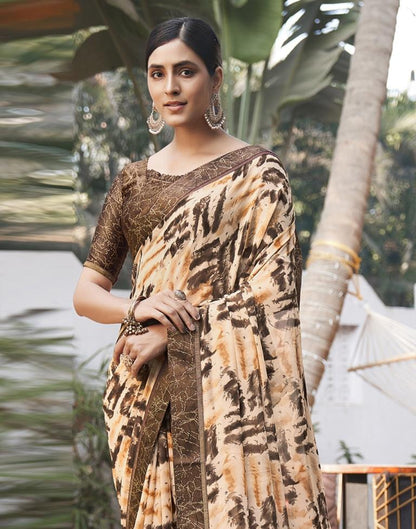 Cream  Georgette Saree | Leemboodi