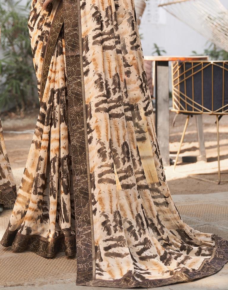 Cream  Georgette Saree | Leemboodi