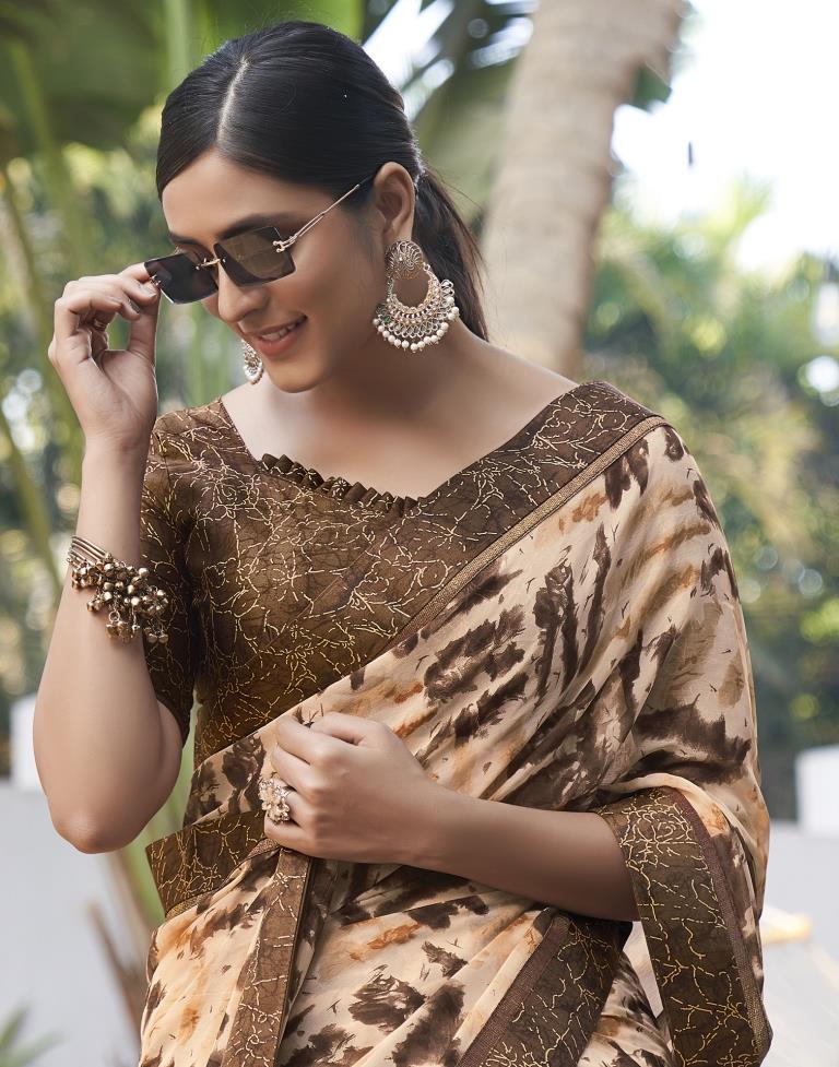 Cream  Georgette Saree | Leemboodi