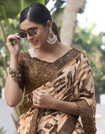 Cream  Georgette Saree | Leemboodi