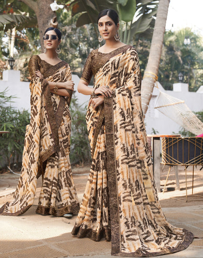 Cream  Georgette Saree | Leemboodi