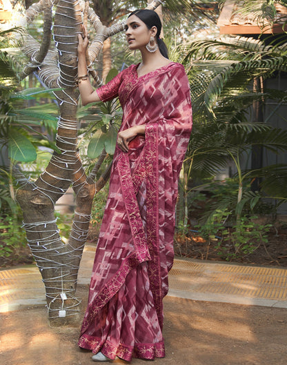 Dusty Pink Georgette Saree | Leemboodi