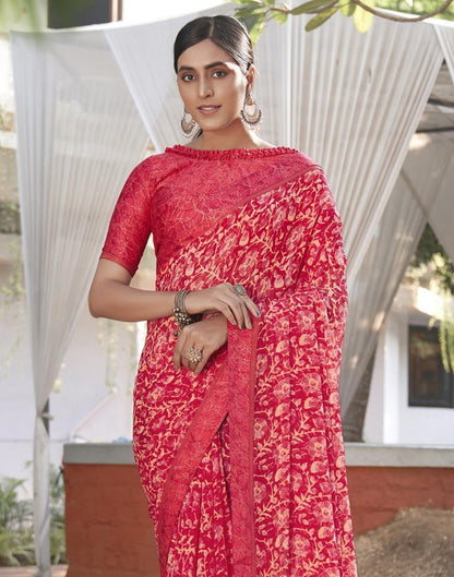 Red Georgette Saree | Leemboodi
