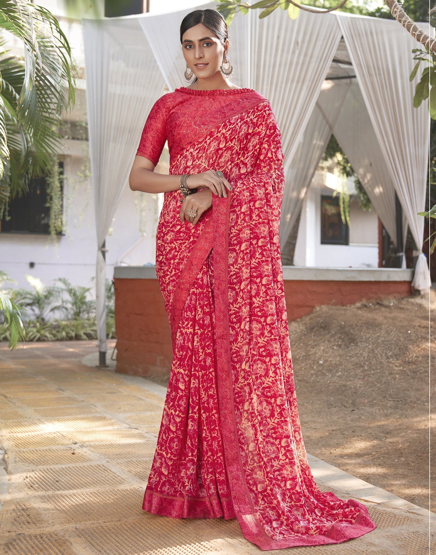 Red Georgette Saree | Leemboodi