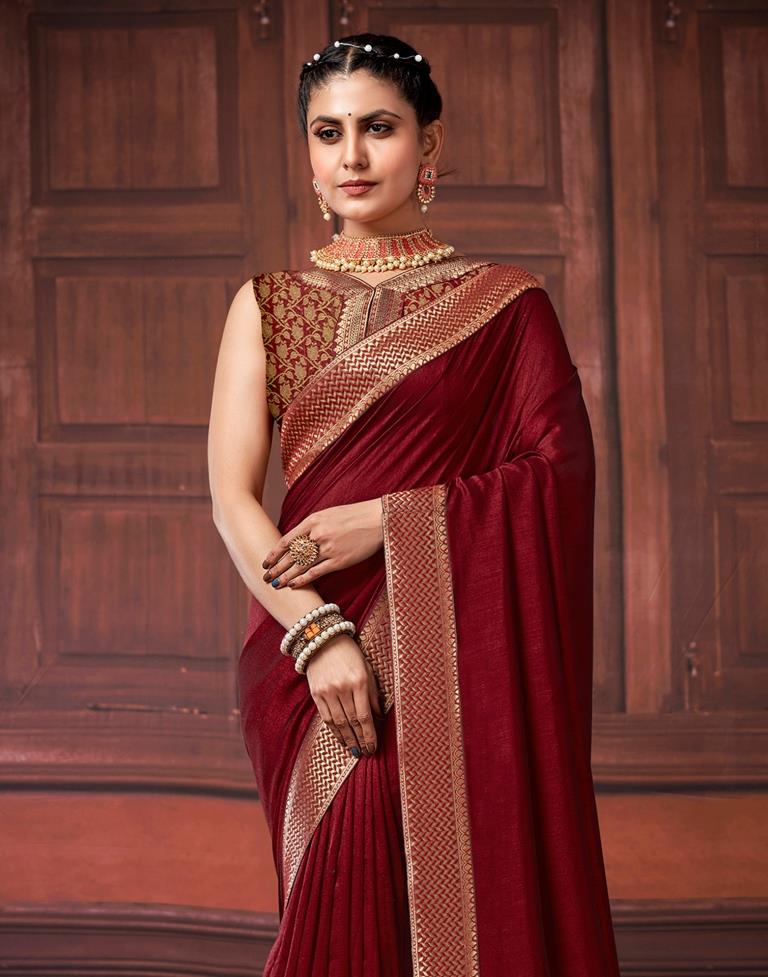 Maroon Silk Saree | Leemboodi