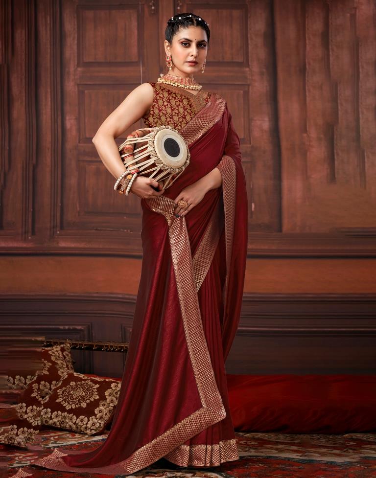 Maroon Silk Saree | Leemboodi
