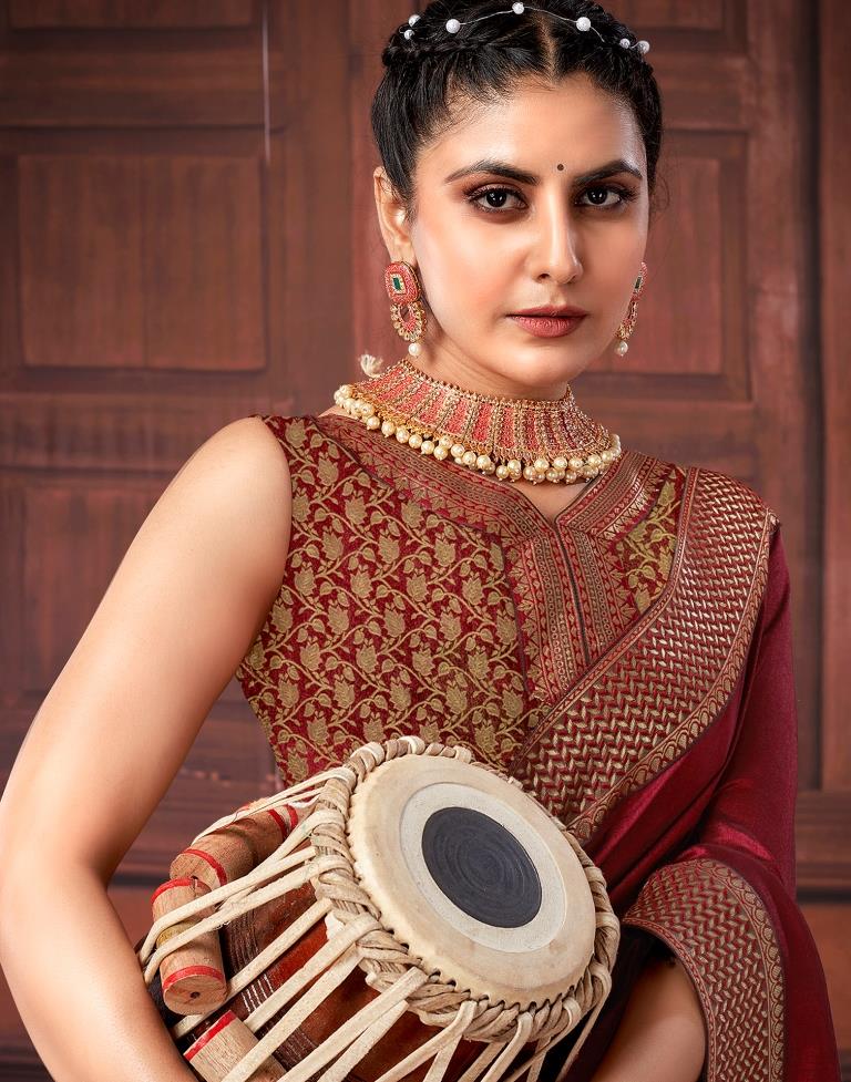 Maroon Silk Saree | Leemboodi