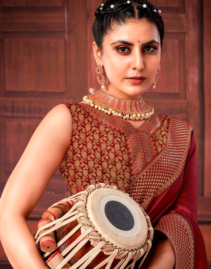 Maroon Silk Saree | Leemboodi