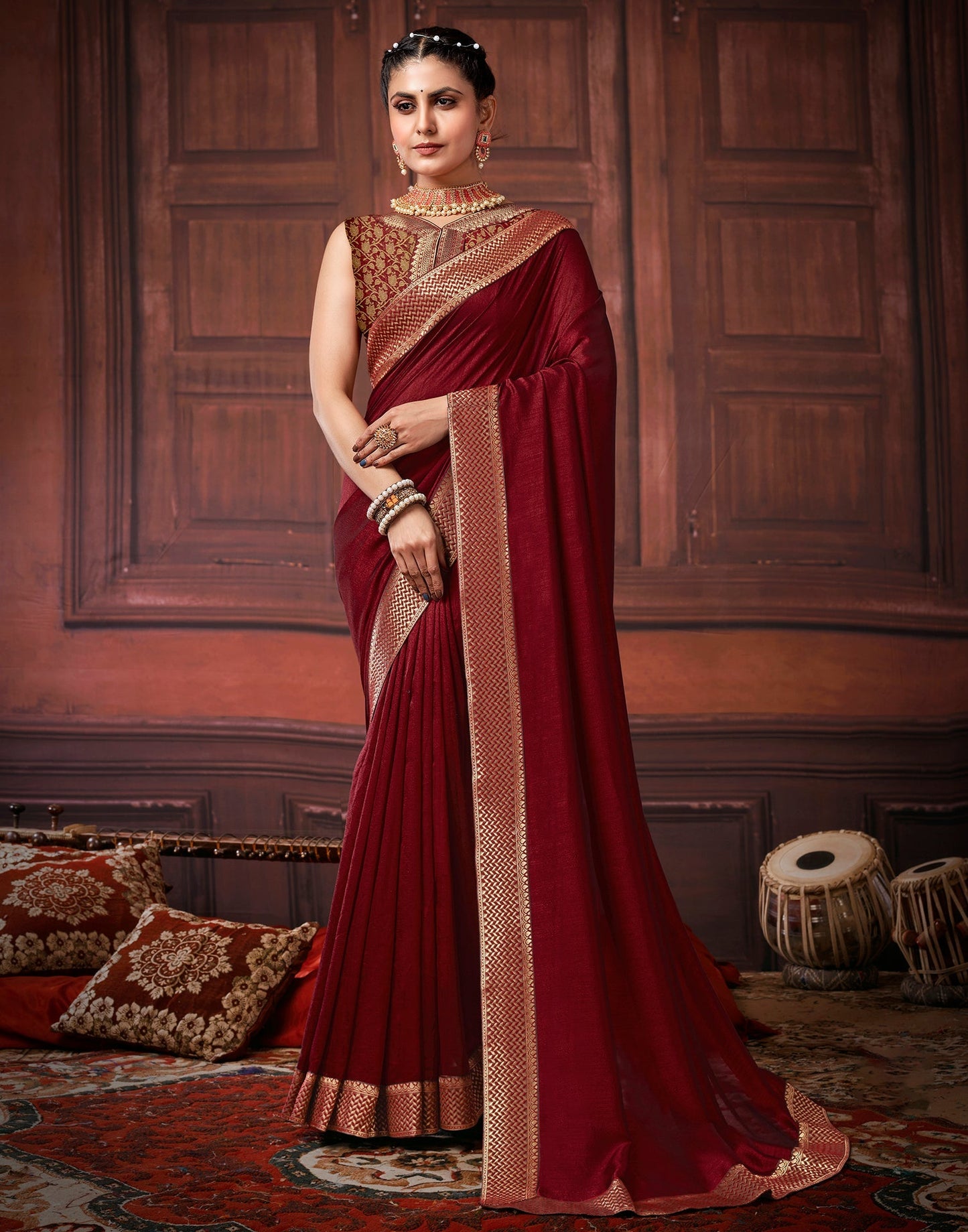 Maroon Silk Saree | Leemboodi