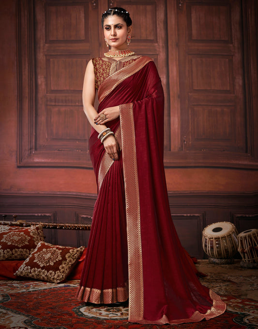 Maroon Silk Saree | Leemboodi