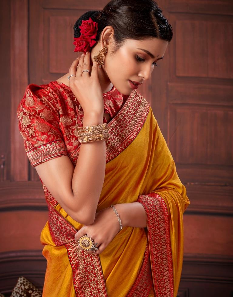 Mustard Yellow Silk Saree | Leemboodi