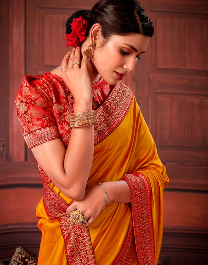 Mustard Yellow Silk Saree | Leemboodi
