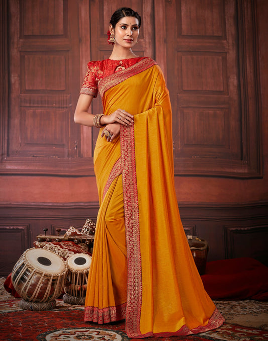 Mustard Yellow Silk Saree | Leemboodi