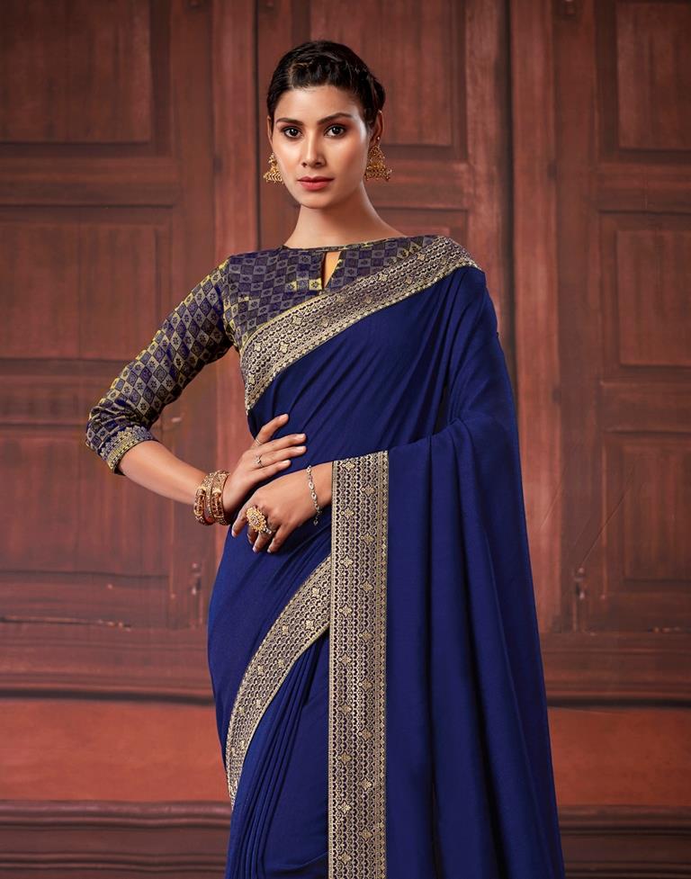Dark Blue Silk Saree | Leemboodi