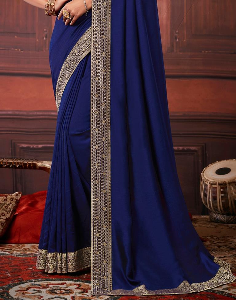Dark Blue Silk Saree | Leemboodi