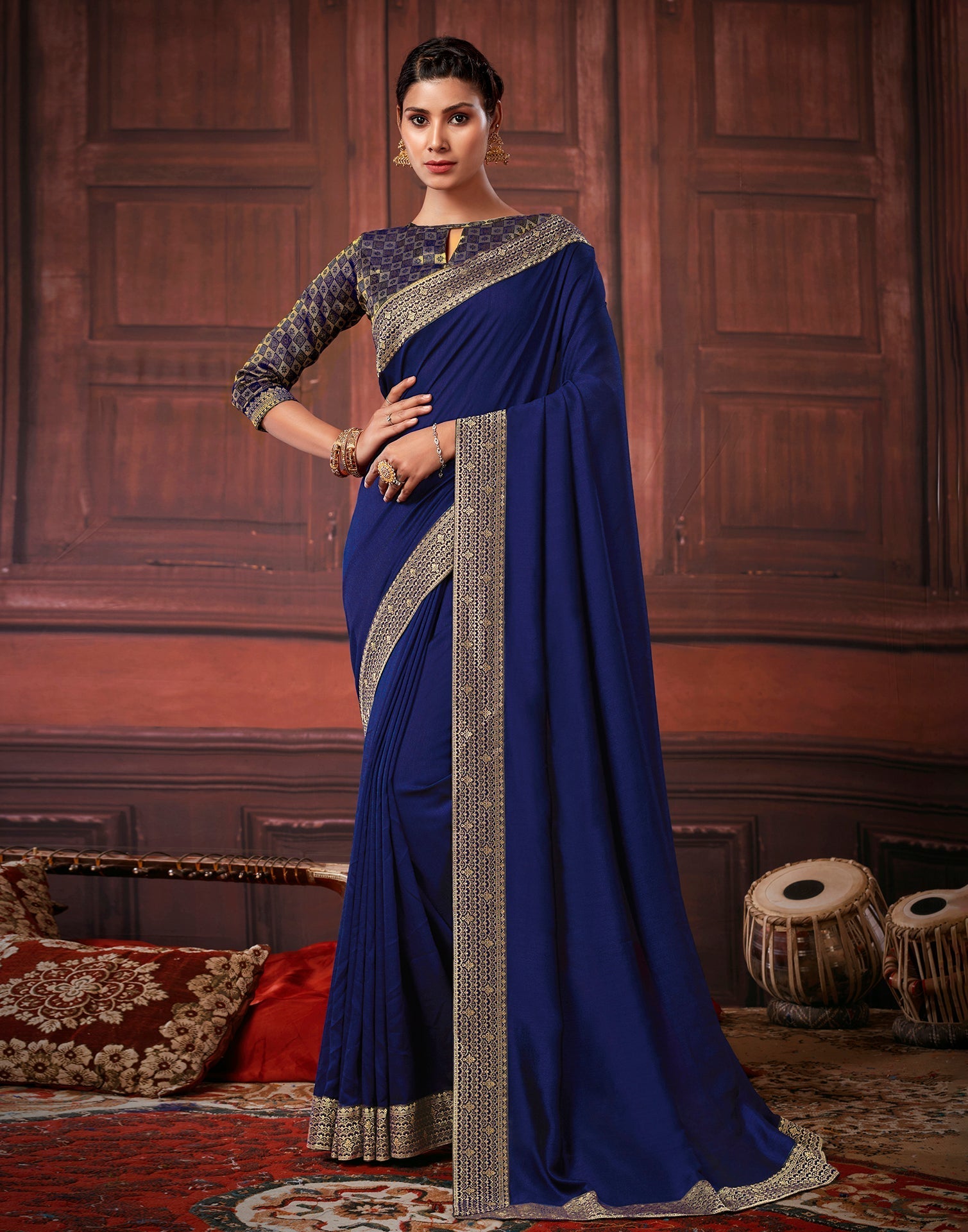 Dark Blue Silk Saree | Leemboodi