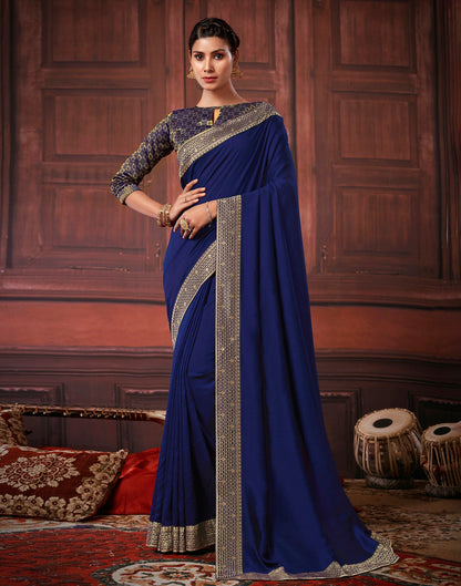 Dark Blue Silk Saree | Leemboodi