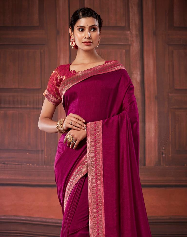 Dark Pink Silk Saree | Leemboodi