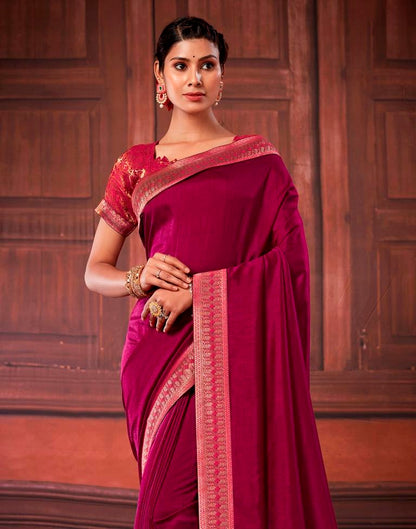 Dark Pink Silk Saree | Leemboodi