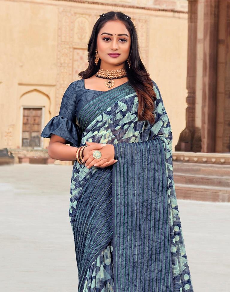 Grey Georgette Saree | Leemboodi