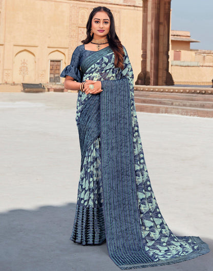 Grey Georgette Saree | Leemboodi