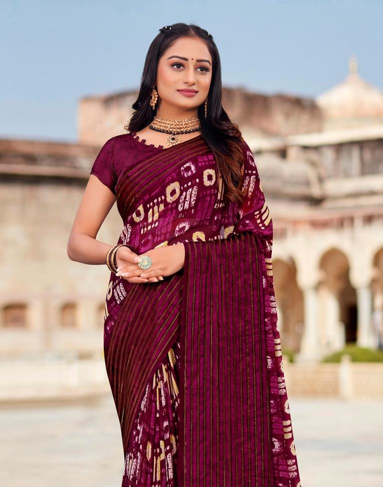 Wine Georgette Saree | Leemboodi