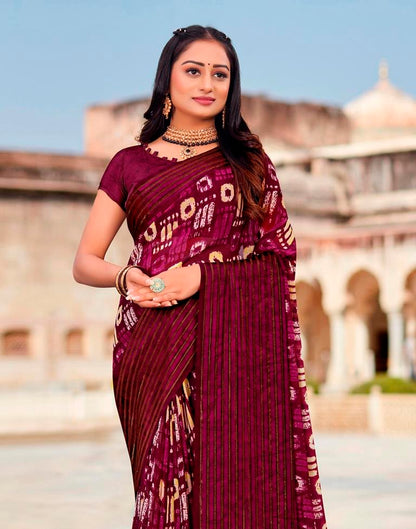 Wine Georgette Saree | Leemboodi