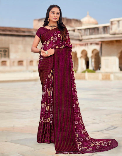 Wine Georgette Saree | Leemboodi