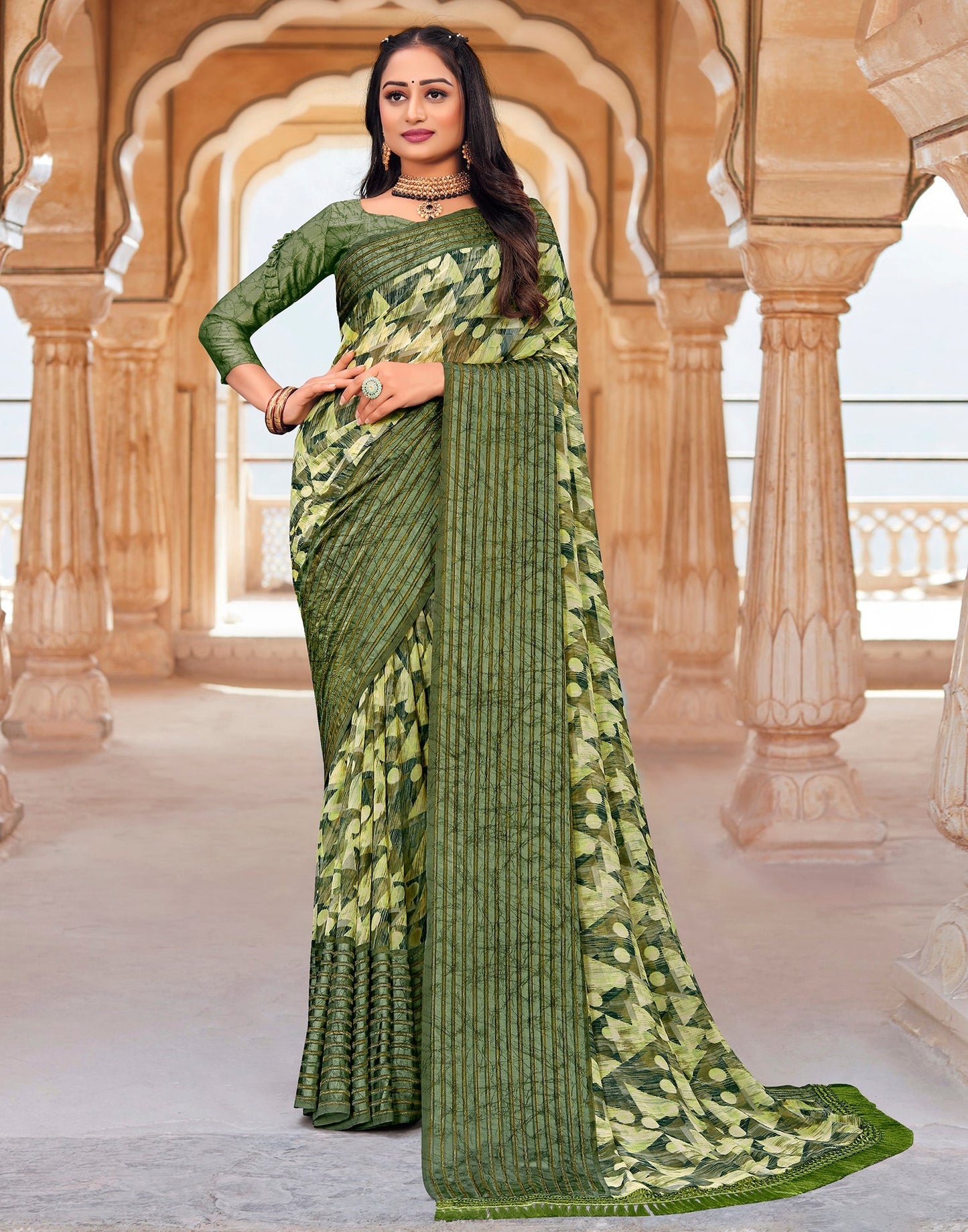 Light Green Georgette Saree | Leemboodi
