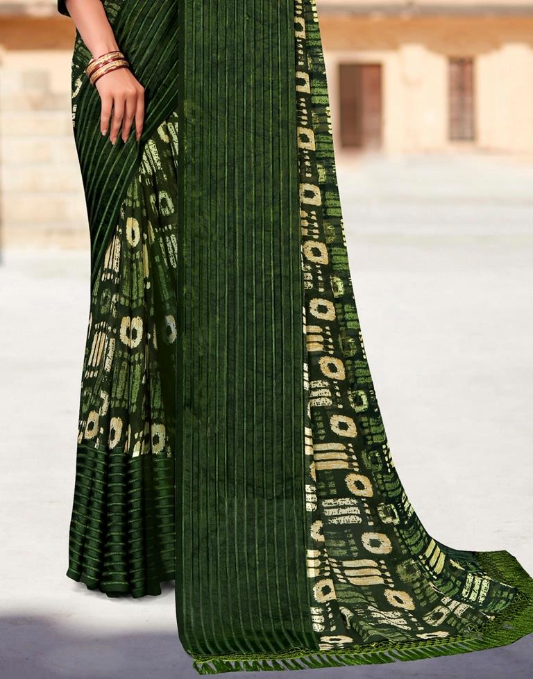 Green Georgette Saree | Leemboodi
