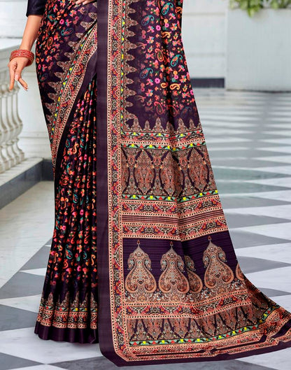 Navy Blue Printed Saree | Leemboodi