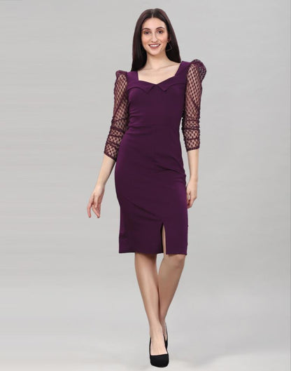 Wine Knitted bodycon dress | Sudathi