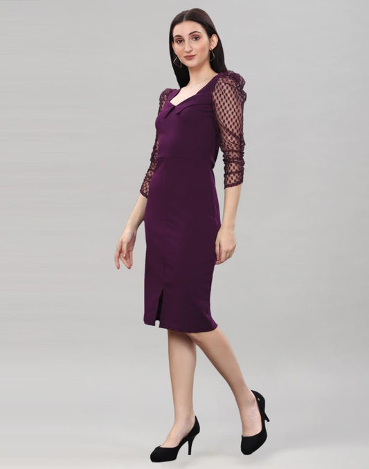 Wine Knitted bodycon dress | Sudathi