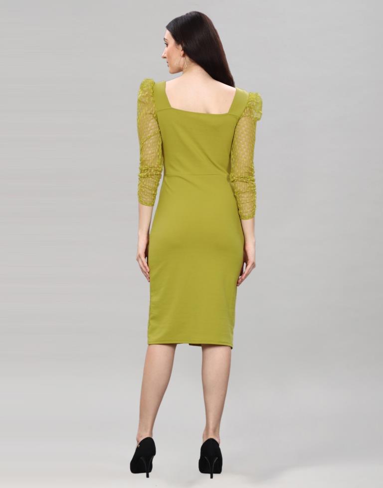 Pine Green Coloured Lycra Knitted bodycon dress | Sudathi